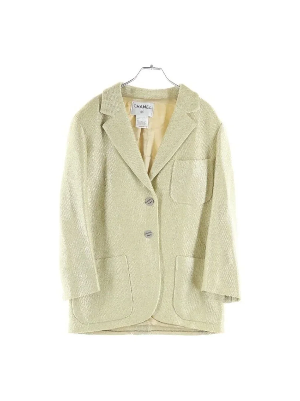 Chanel Collection Cotton Rayon Tailored Jacket Beige